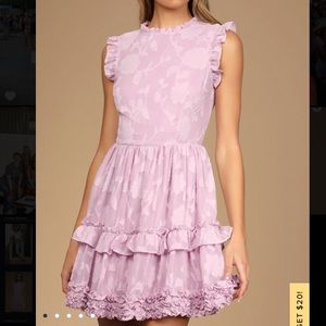 True As Can Be- Lavender Burnout Ruffle Mini Dress: Lulus Size S